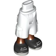 Lego Minidoll Hips and Cargo Pants with Reddish Brown Legs, Dark Blue/Sand Blue Shoes print [Thin Hinge] / White