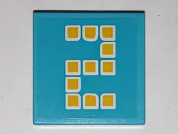 Tile 2 x 2 with Yellow Digital Number 2 Pattern (Sticker) - Set 41338 / Medium Azure