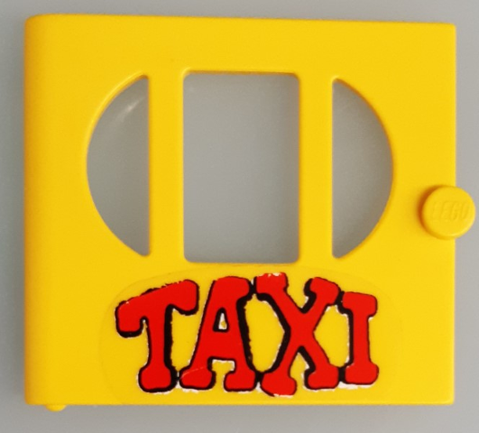 Lego Fabuland Door with Oval Pane in 3 Sections with 'TAXI' Pattern (Sticker) - Sets 128-1 / 338-2