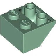 Brick Sloped Inverted 45° 2 x 2 [Round Hollow Bottom Pin, Bar-sized Stud Holes] / Sand Green