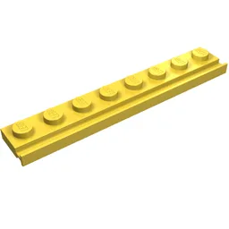 Plate Special 1 x 8 with Door Rail / Yellow