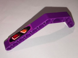 Lego Technic, Liftarm, Modified Bent Thick 1 x 11.5 Double with Taillight Right Pattern (Sticker) - Set 8202