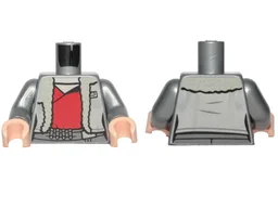 Torso Female SW Jacket with Collar, Red Undershirt Pattern (Qi'ra) / Flat Silver Arms / Light Nougat Hands