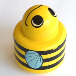Primo Brick 1 x 1 with Round Rattle, Bee Print / Yellow