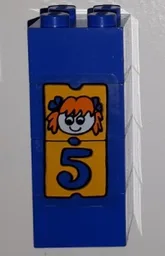 Stickered Assembly 2 x 2 x 4 with Girl and Number 5 Pattern (Sticker) - Set 3681