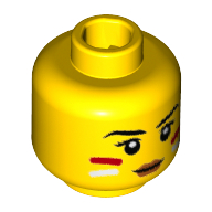 Lego Minifig Head Tribal Woman, Dark Orange Lips, Red/White Stripes/Paint [Hollow Stud] / Yellow