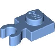 Plate Special 1 x 1 with Clip Vertical [Thick Open O Clip] / Medium Blue