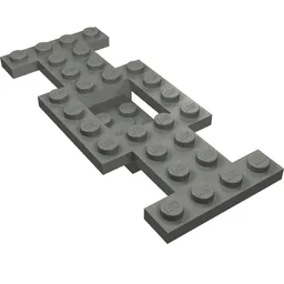 Vehicle Base 4 x 10 x 2/3 with 2 x 2 Recessed Center with Smooth Underside, 1 x 2 Cutouts, No Center Hole / Dark Bluish Gray