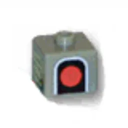 Pen Bead, Square with Red Traffic Light Print / Light Gray