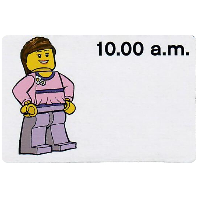 Lego Activity Card, Time-Teaching 12-Hour Clock 10.00 a.m., Female / [No Color/Any Color]