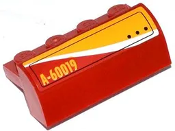 Slope, Curved 2 x 4 x 1 1/3 with 4 Recessed Studs with Hatch and 'A-60019' Pattern Model Right Side (Sticker) - Set 60019