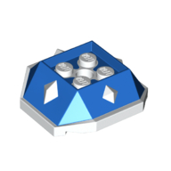 Lego Brick Wedged, Sloped 4 x 4 with Diamond Spikes with White Underside Pattern / Blue