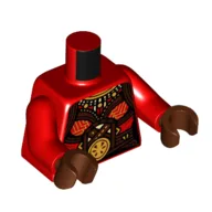 Torso, Tribal Decorations in Dark Brown and Tan, Beads Print, Red Arms, Reddish Brown Hands / Red