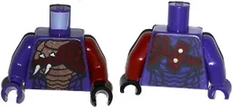 Torso Ninjago Snake with Black and Copper Scales, Knives and Shoulder Pad Pattern / Dark Red Arm and Black Hand Left / Dark Purple Arm and Hand Right