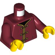 Lego Torso Robes with Gold Clasps Print, Dark Red Arms, Yellow Hands / Dark Red