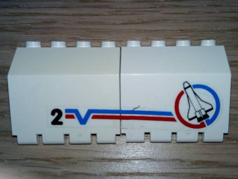 Lego Stickered Assembly 8 x 2 x 3 1/3 with Shuttle and Number 2 Pattern Model Left Side (Sticker) - Set 6339