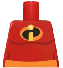 Lego Torso Orange Belt and Incredibles Symbol Pattern (Mr. Incredible)