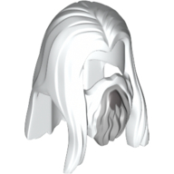 Lego Hair and Beard, Long Straight with Centre Part, Light and Dark Bluish Gray Beard Highlights Print / White