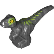 Animal, Dinosaur, Raptor, Baby with Lime Markings, Yellow Eye Print / Pearl Titanium