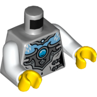 Lego Torso Armor with Blue 'Chi' Orb Print, White Arms, Yellow Hands / Light Bluish Gray