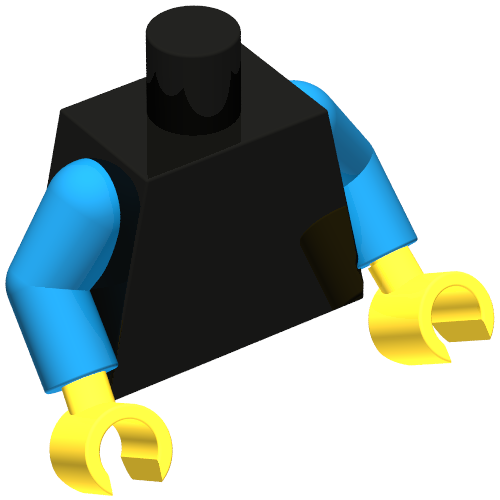 Lego Torso, Blue Arms, Yellow Hands [Plain] / Black