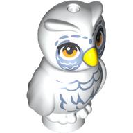 Lego Animal, Bird, Owl Baby with Bright Light Yellow Beak, Sand Blue Markings print / White