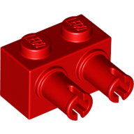 Lego Brick Special 1 x 2 with 2 Pins, Square Pin Holes / Red