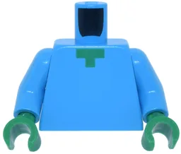 Torso Pixelated Green Neck Pattern (Minecraft Zombie) / Dark Azure Arms / Green Hands