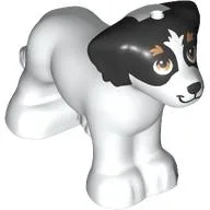 Animal, Dog Big with Brown Eyes, Black Face and Ears Print (Daisy) / White