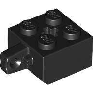 Lego Hinge Brick 2 x 2 Locking with 1 Finger Vertical and Axle Hole [+ Opening] / Black