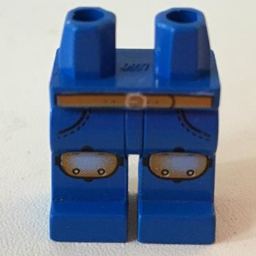 Lego Hips and Blue Legs with Silver Kneepads, Brown Belt Print (Pepper)