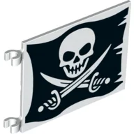 Flag 6 x 4 with Clips with Skull with Crossed Cutlasses (Jolly Roger) Print on Both Sides