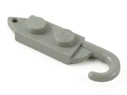 Hook, Plate 1 x 2 with Crane Hook Left / Light Gray