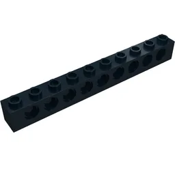 Technic Brick 1 x 10 [9 Pin Holes] / Black