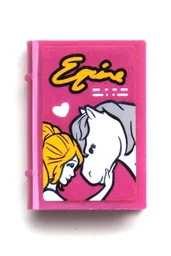 Minifigure, Utensil Book 2 x 3 with 'Equine', Heart, Girl and White Horse Pattern (Sticker) - Set 41125