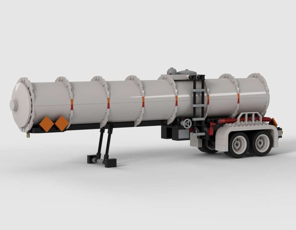 Lego Tanker Trailer for Truck with CAT Diesel Engine in Redtones