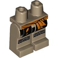 Lego Hips and Dark Tan Legs with Black Robe, Orange Belt, Gray Knee Wraps print / Dark Tan