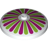 Lego Dish 4 x 4 Inverted [Radar] with Magenta and Lime Stripes Print / White