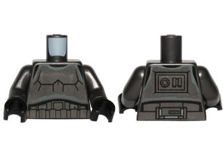 Lego Torso SW Armor Stormtrooper, Detailed Armor without Shoulder Belts, Dark Bluish Gray Markings Pattern / Pearl Dark Gray Arms / Black Hands