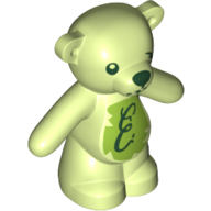 Lego Animal, Bear / Teddy, Arms Down with Dark Green Eyes, Nose and Mouth / Lime Belly with Dark Green 'E' Print / Yellowish Green