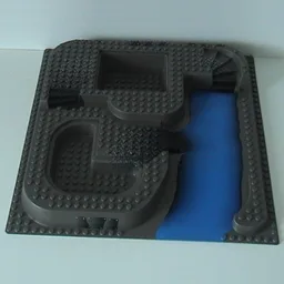 Baseplate Raised 32 x 32 with Ramp, Stairs, and Two Pits with Ogel Center Print / Dark Gray