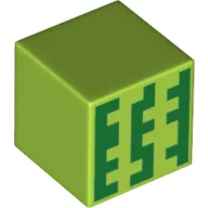 Minifig Head Special, Cube with Melon Print / Lime