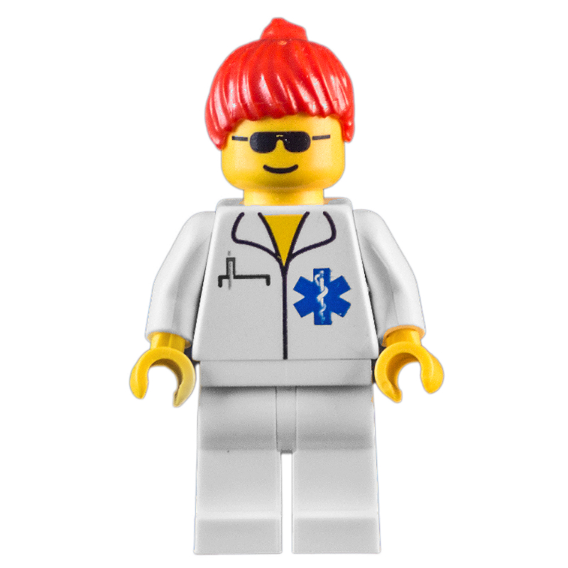 Lego Doctor - White Torso and Legs, Red Hair Female