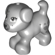 Lego Animal, Dog, Small Standing with Black Nose, Mouth, and Dark Bluish Gray Muzzle and Spots on Leg Print (Sky) / Light Bluish Gray