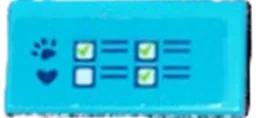 Tile 1 x 2 with Lime and White Checkboxes, Dark Blue Paw Print and Heart Pattern (Sticker) - Set 41446 / Medium Azure