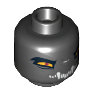 Lego Minifig Head Wilhurt, Wolf with Orange Eyes and White Fangs, Wide Eyes / Narrow Eyes Print / Black