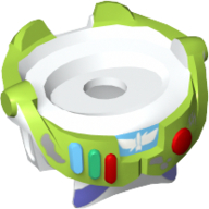 Lego Minifig Neckwear Spacesuit with Lime Trim and Colored Buttons, Dirt Stains Print (Buzz Lightyear) / White