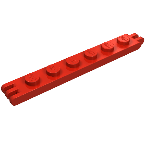 Lego Hinge Plate 1 x 6 with 2 and 3 Fingers On Ends / Red