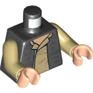 Torso, Jacket, Pockets and Shirt, with Back Pockets Print (Han Solo), Tan Arms, Light Nougat Hands / Black