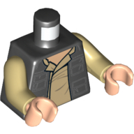 Lego Torso Jacket, Pockets and Shirt, with Back Pockets Print (Han Solo), Tan Arms, Light Nougat Hands / Black